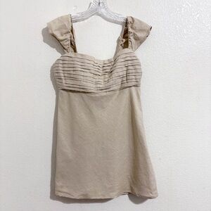 Abercrombie‎ & Fitch Emerson Cap Sleeve Linen Blend Mini Dress in Oatmeal